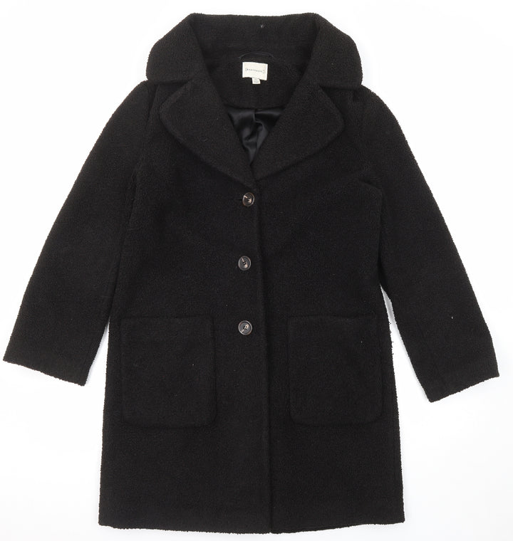 Warehouse Womens Black Overcoat Coat Size 10 Button