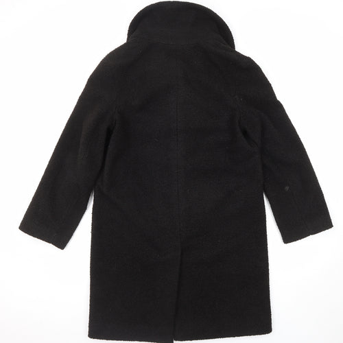 Warehouse Womens Black Overcoat Coat Size 10 Button