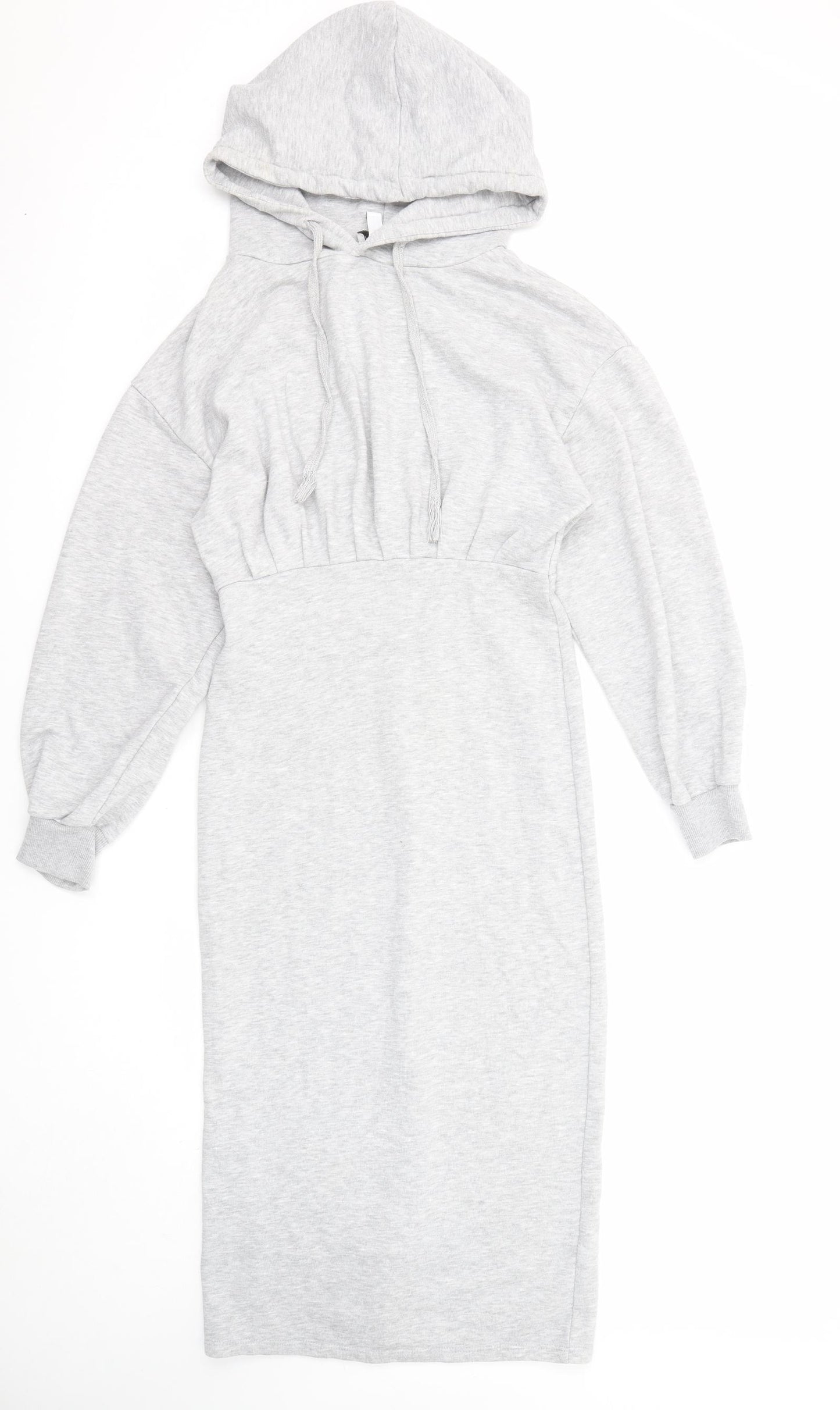 Topshop Womens Grey Cotton Jumper Dress Size 10 Crew Neck Pullover