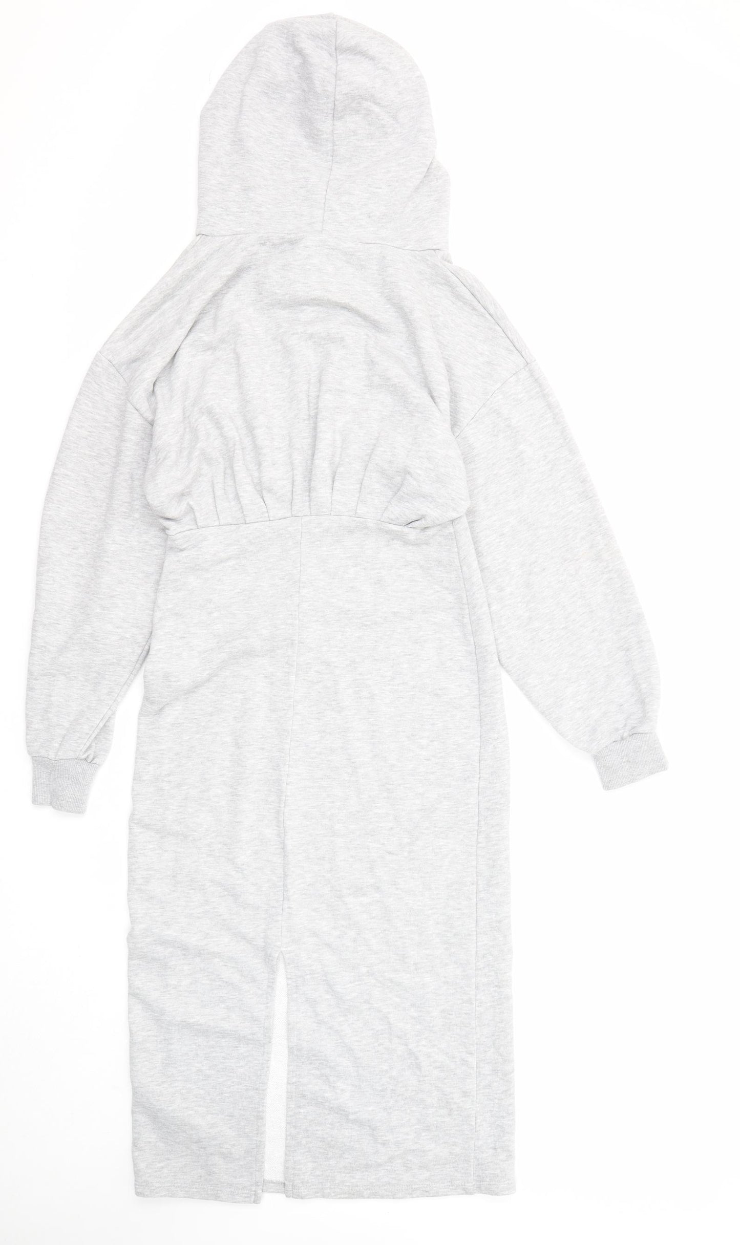 Topshop Womens Grey Cotton Jumper Dress Size 10 Crew Neck Pullover