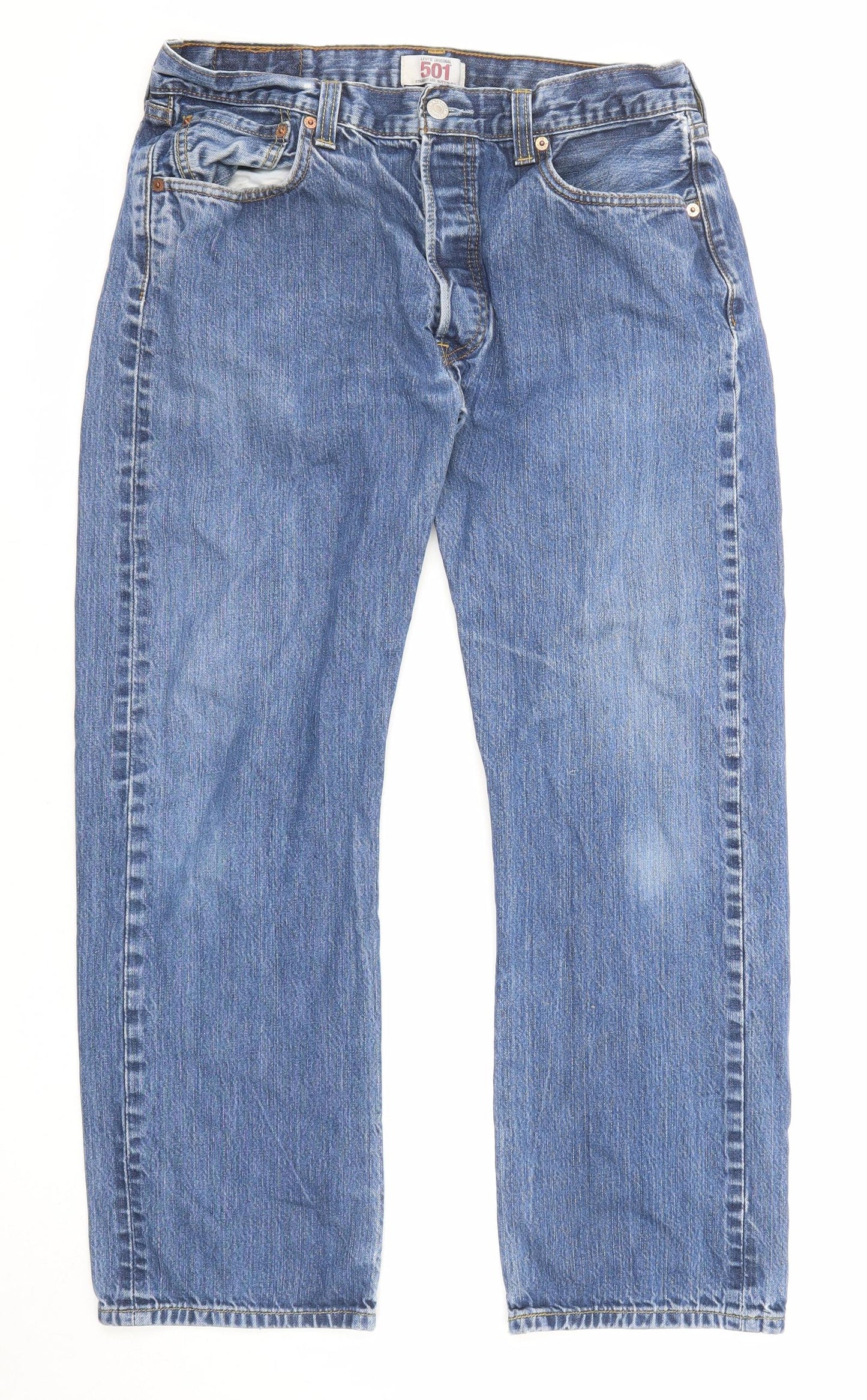 Levi's Mens Blue Cotton Straight Jeans Size 34 in L30 in Regular Zip