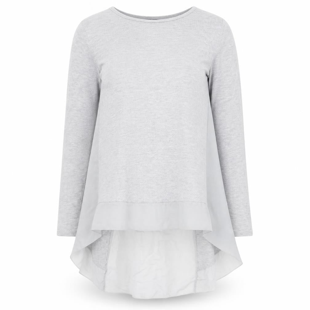 Front view of New Look women’s grey round neck polyester jumper, size S