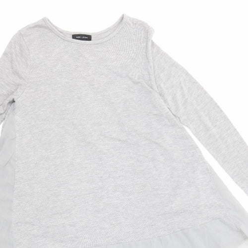 New Look Womens Grey Round Neck Polyester Pullover Jumper Size S