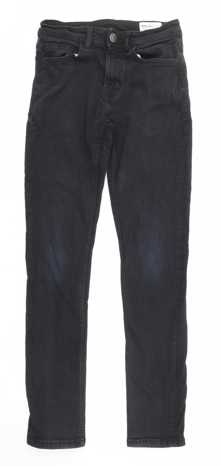 Denim & Co. Mens Black Cotton Tapered Jeans Size 28 in L32 in Regular Zip