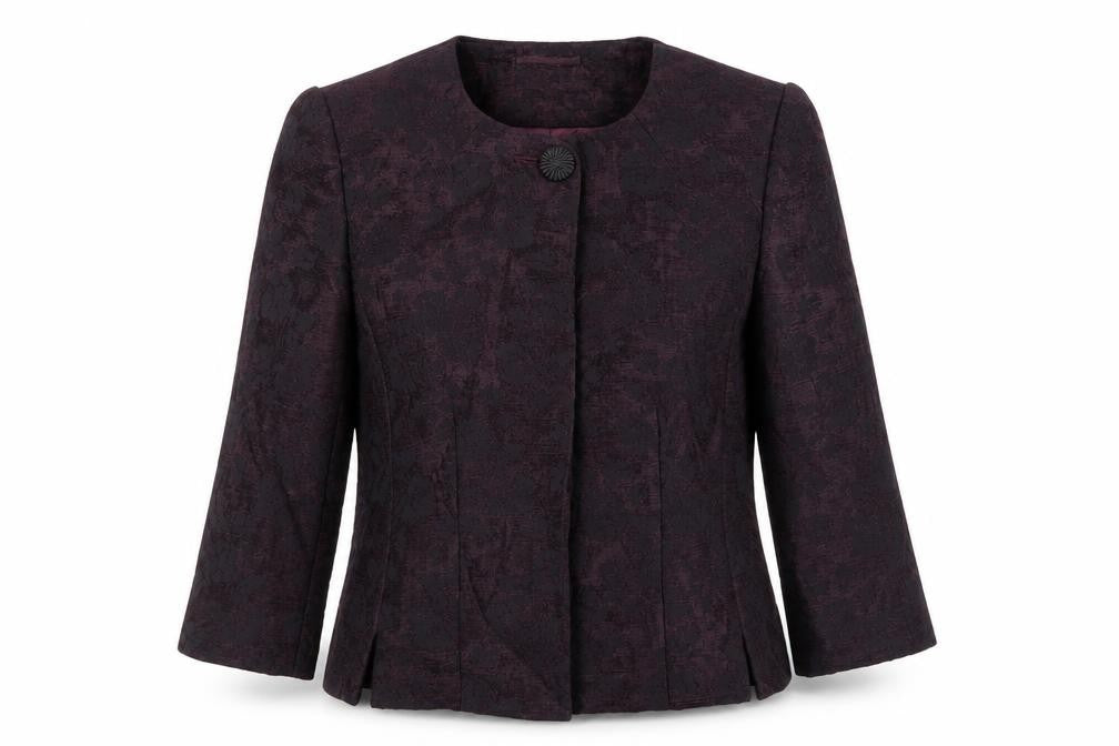 Country Casuals Womens Purple Geometric Jacket Blazer Size 10 Button