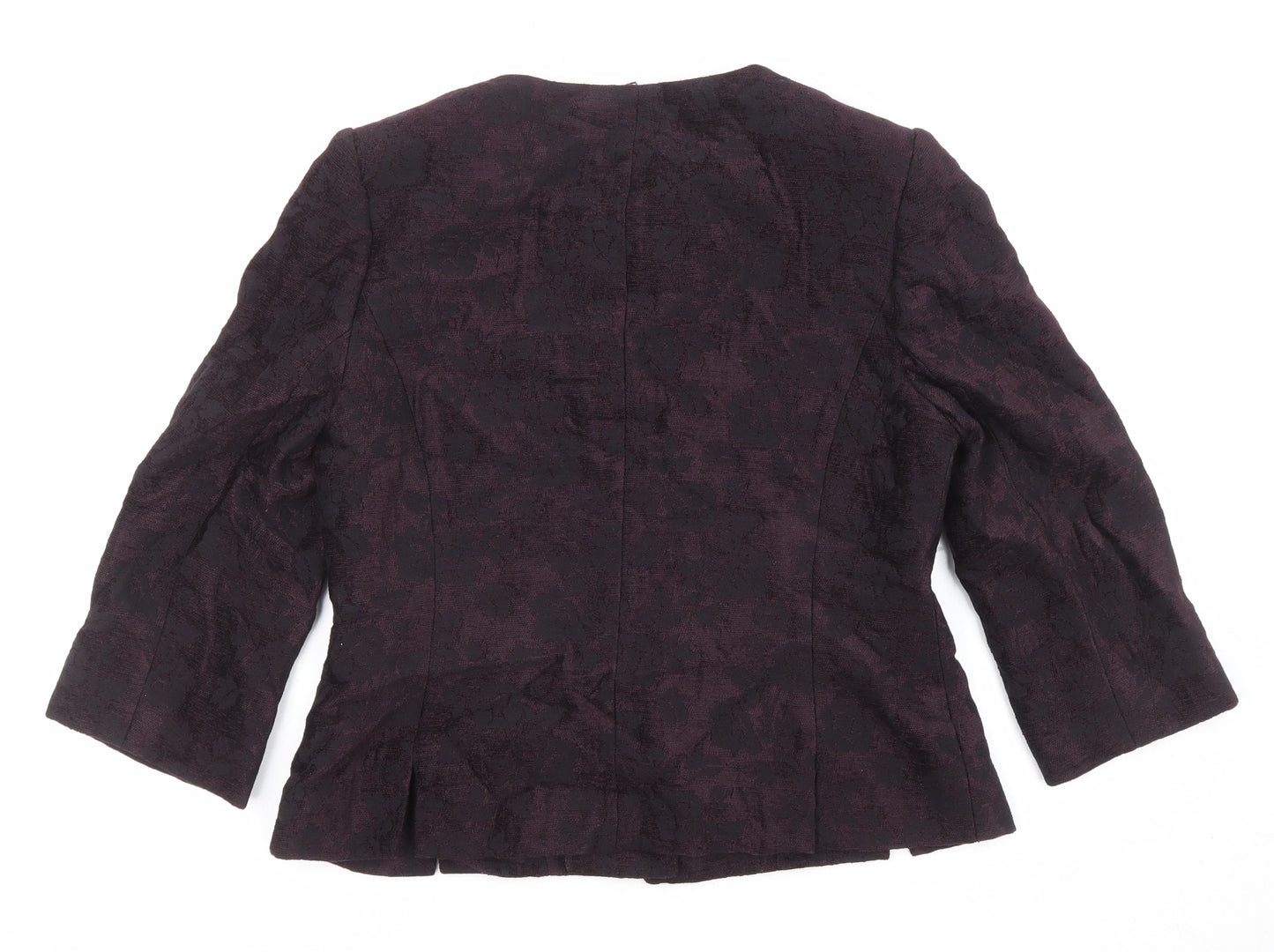 CC Womens Purple Geometric Jacket Blazer Size 10 Button