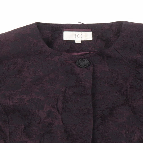 CC Womens Purple Geometric Jacket Blazer Size 10 Button