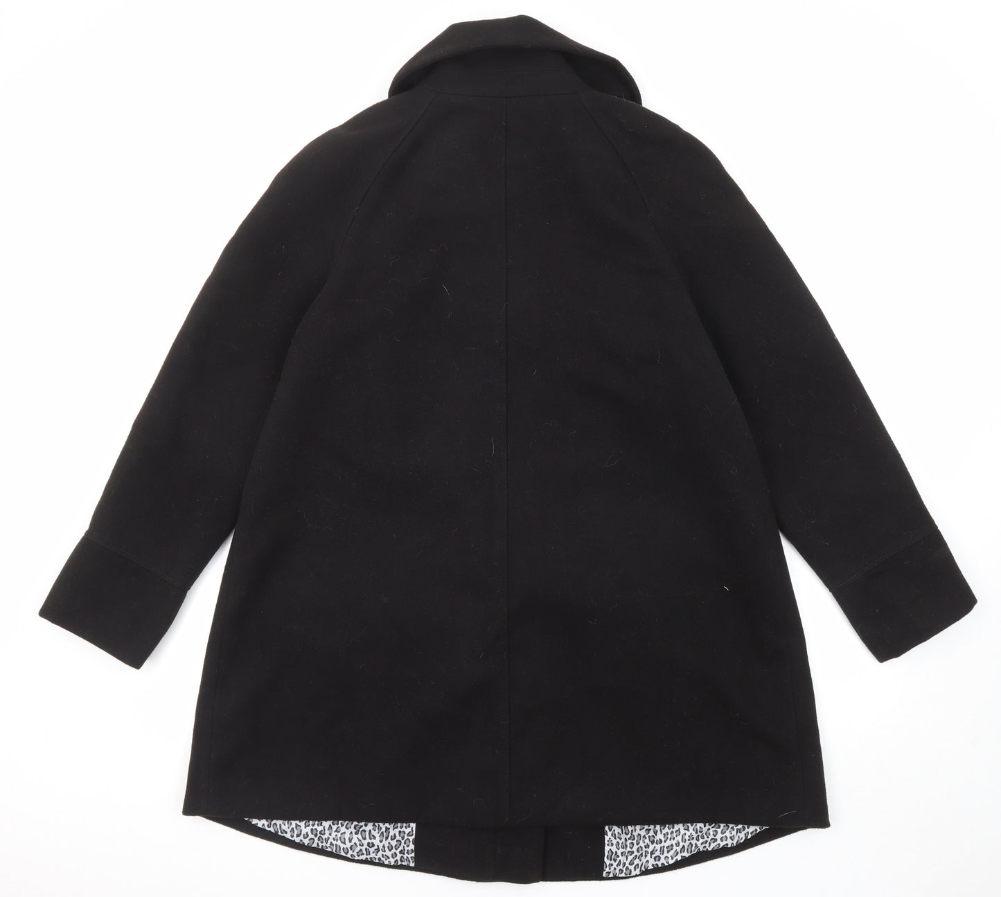 M&Co Womens Black Overcoat Coat Size 14 Button