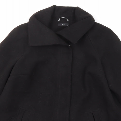 M&Co Womens Black Overcoat Coat Size 14 Button