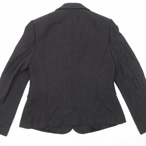 CC Womens Black Geometric Jacket Blazer Size 14 Button