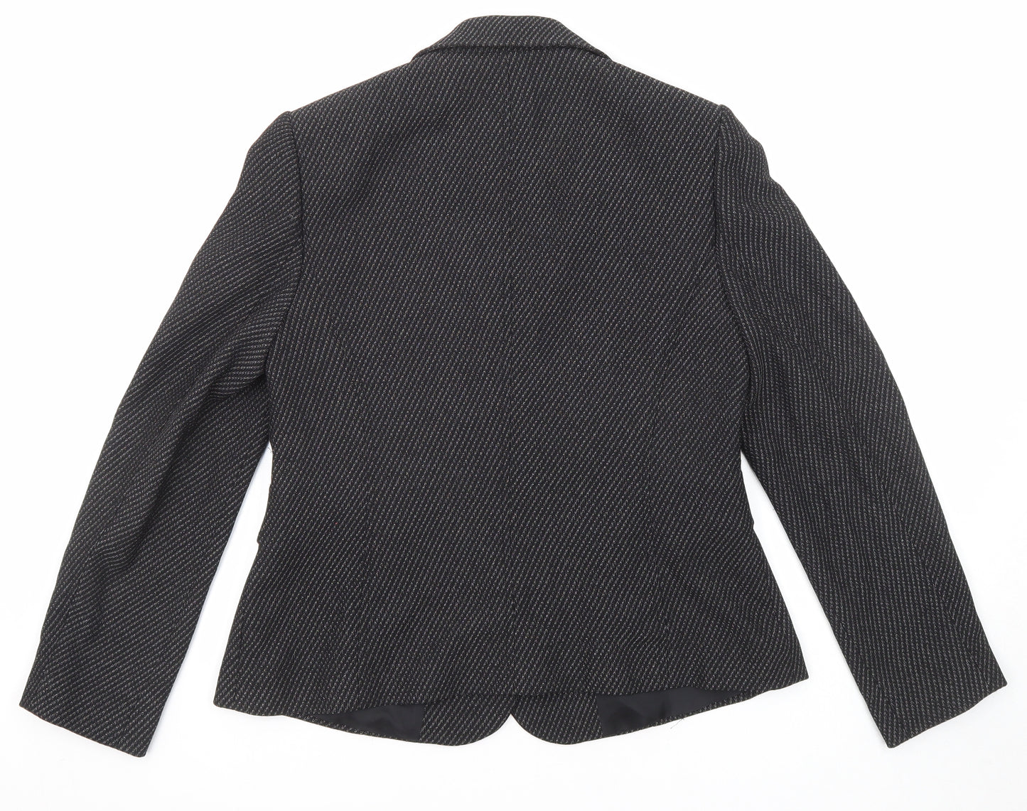 CC Womens Black Geometric Jacket Blazer Size 14 Button