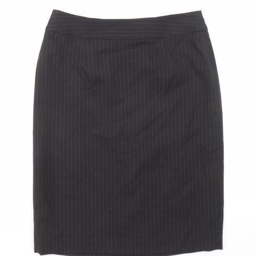 The Department Womens Black Striped Polyester Straight & Pencil Skirt Size 10 Zip