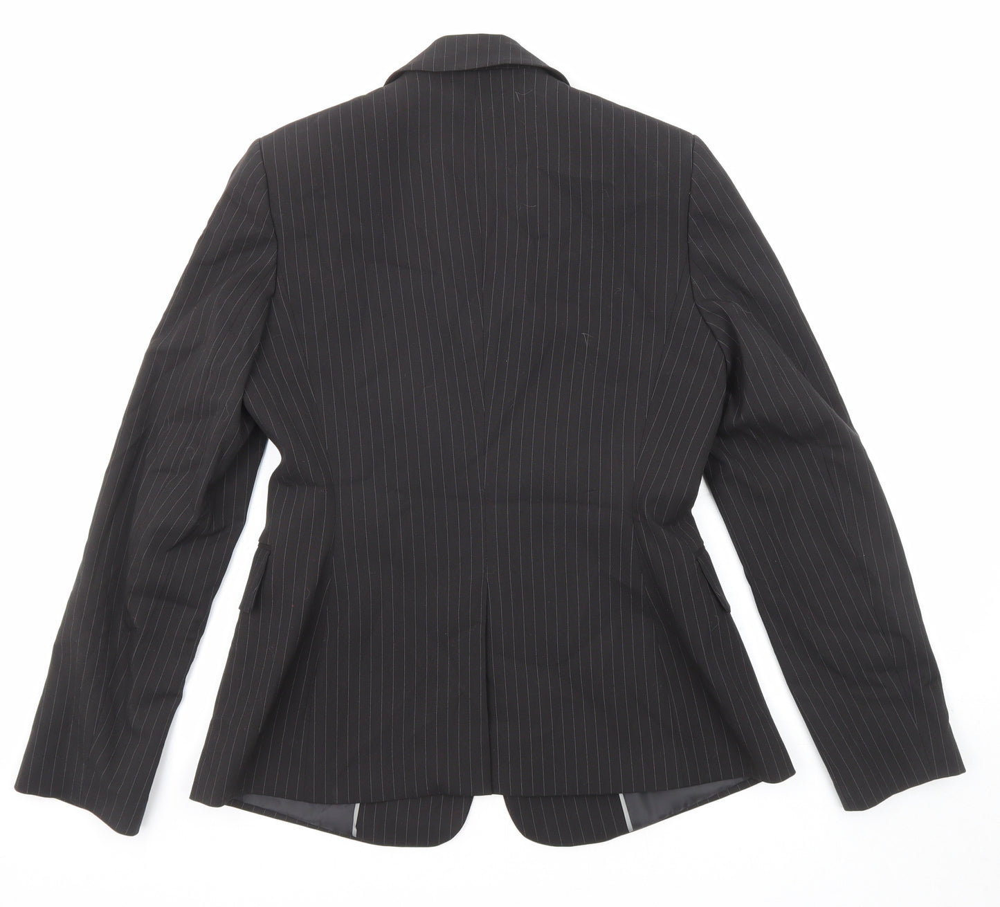 The Department Womens Black Striped Polyester Jacket Blazer Size 8