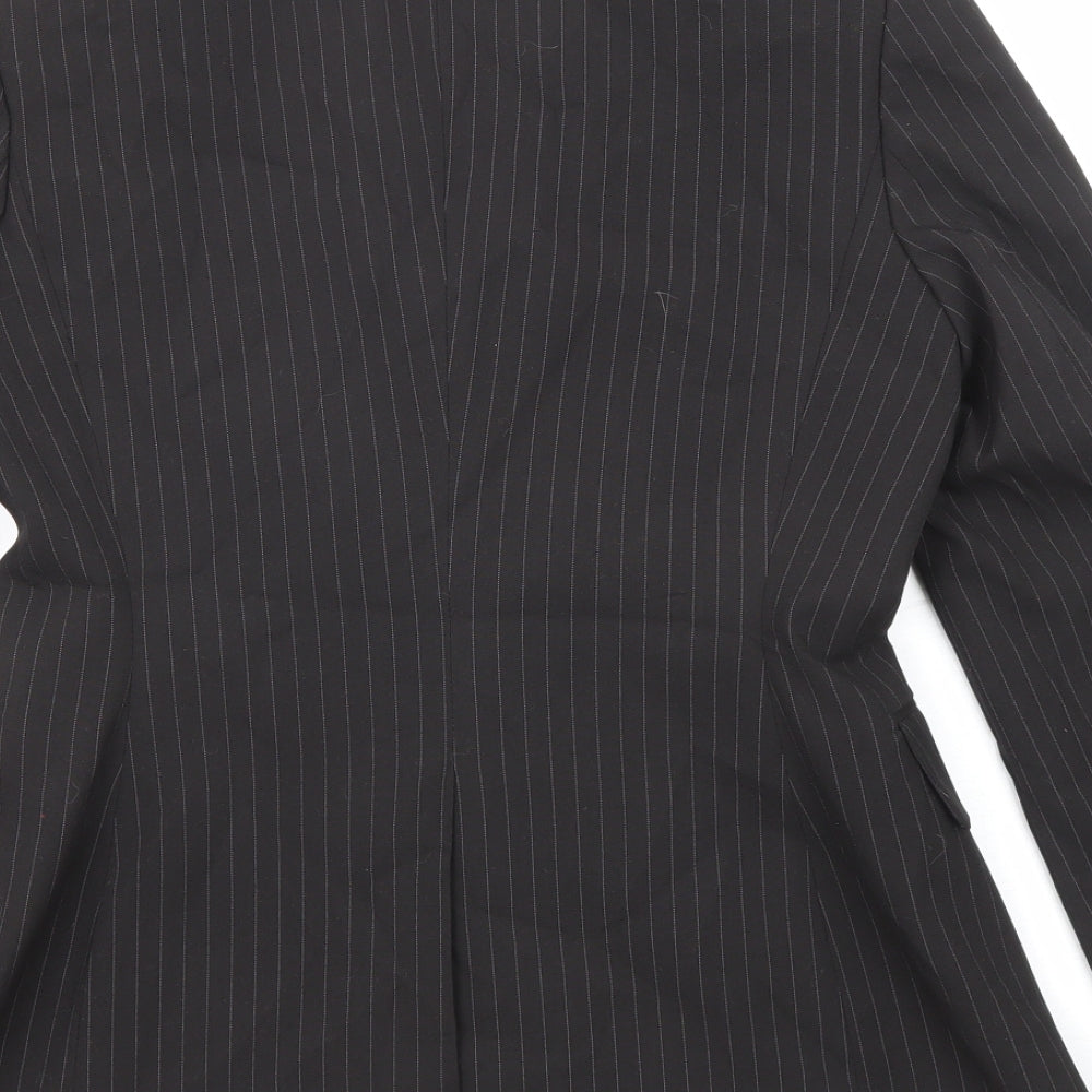 The Department Womens Black Striped Polyester Jacket Blazer Size 8