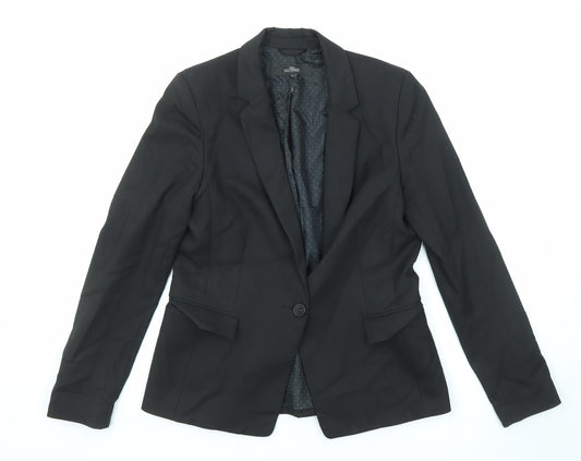 NEXT Womens Black Polyester Jacket Blazer Size 12