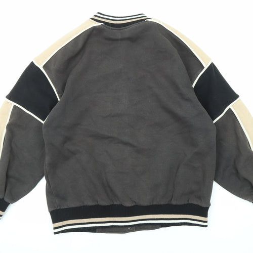 Divided by H&M Womens Grey Geometric Bomber Jacket Jacket Size 2XS Snap