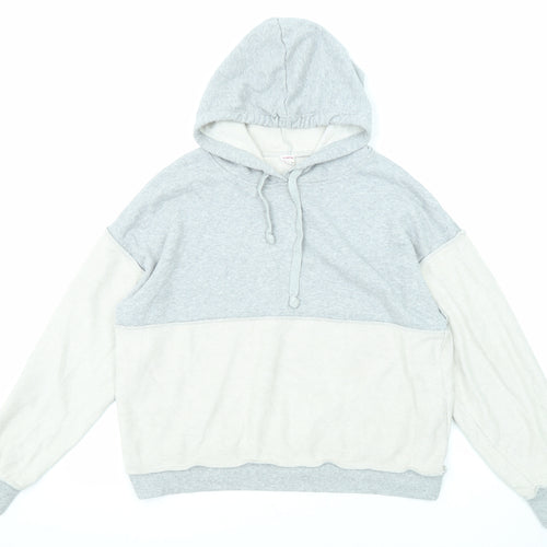 Juicy Womens Grey Colourblock Cotton Pullover Hoodie Size L Pullover