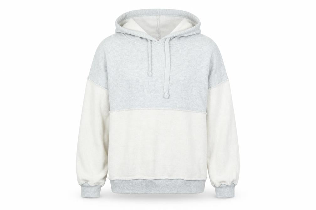 Front view of Juicy women’s grey colourblock cotton pullover hoodie, size L, pullover