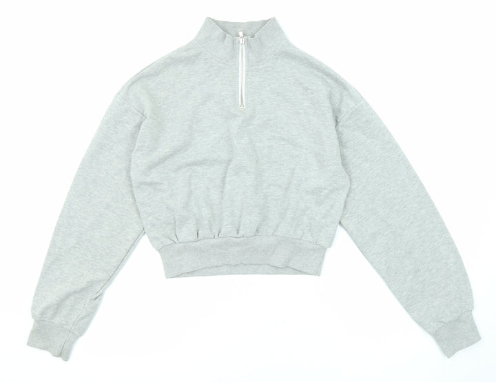 FOREVER 21 Womens Grey Cotton Pullover Sweatshirt Size S Zip