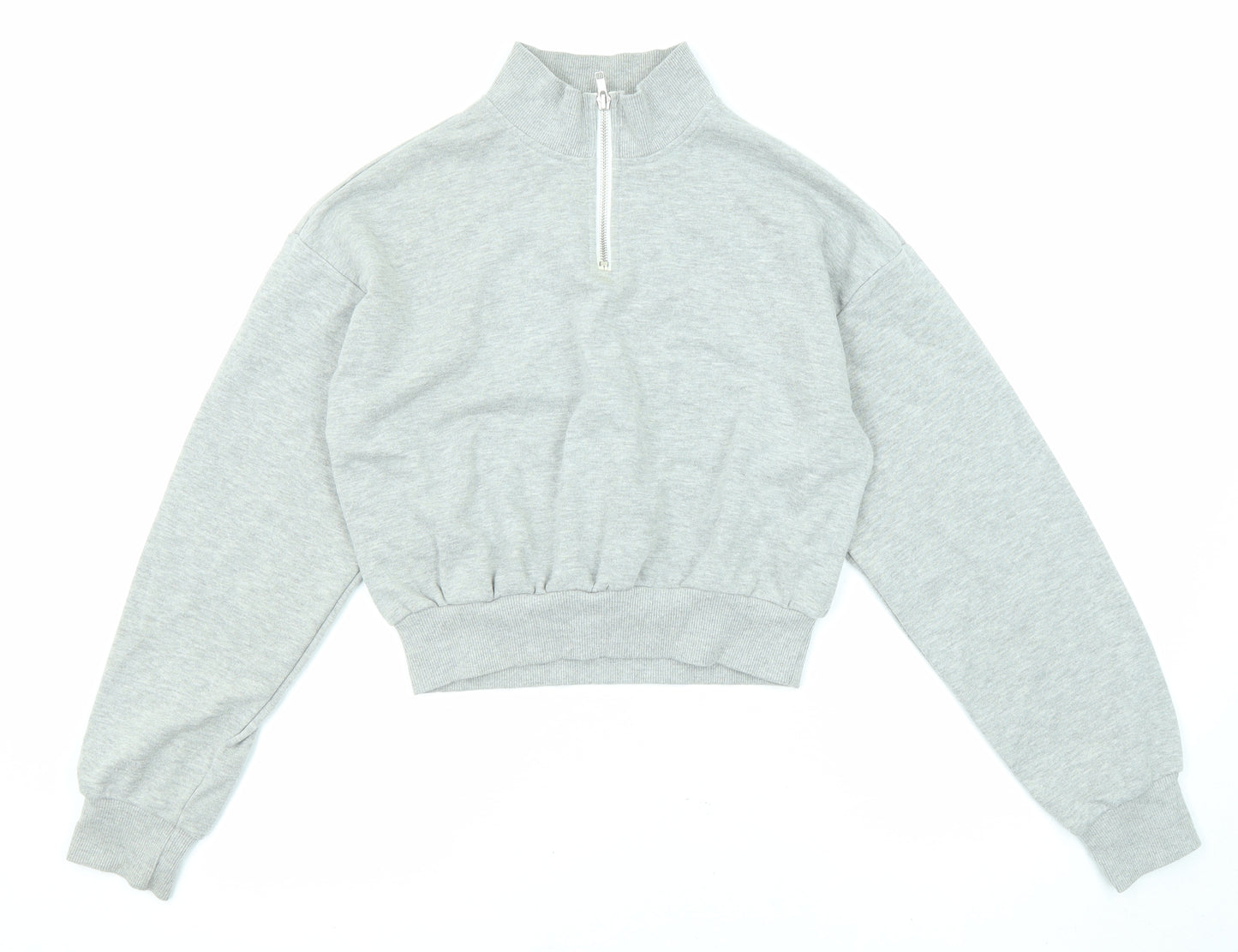 FOREVER 21 Womens Grey Cotton Pullover Sweatshirt Size S Zip