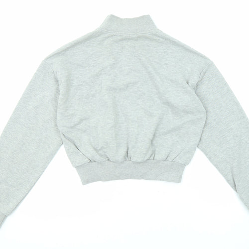 FOREVER 21 Womens Grey Cotton Pullover Sweatshirt Size S Zip
