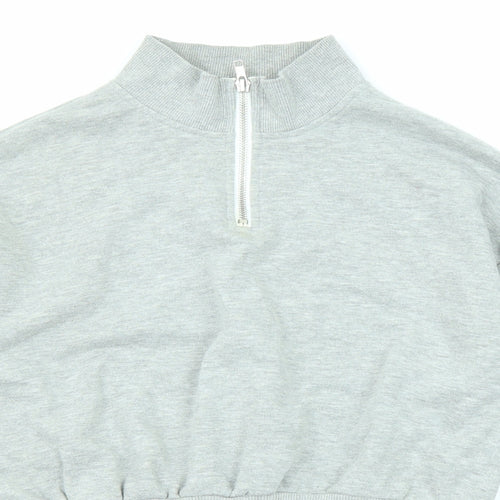 FOREVER 21 Womens Grey Cotton Pullover Sweatshirt Size S Zip