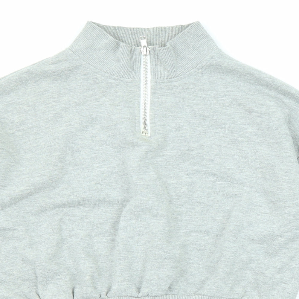 FOREVER 21 Womens Grey Cotton Pullover Sweatshirt Size S Zip