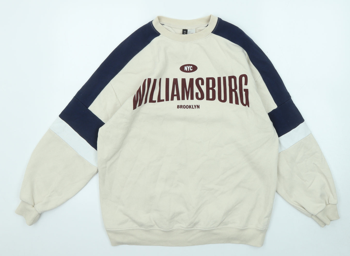 Divided by H&M Mens Beige Cotton Pullover Sweatshirt Size S - NYC Williamsburg Brooklyn