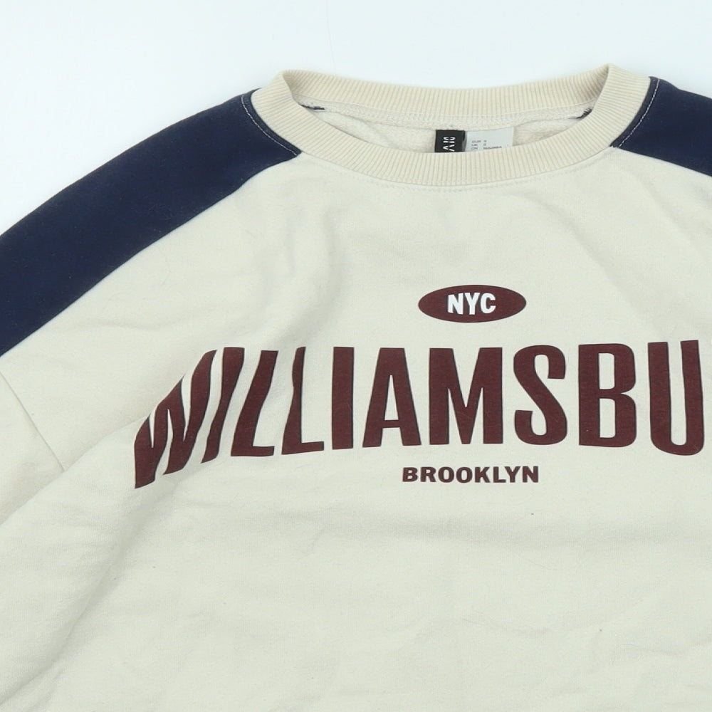 Divided by H&M Mens Beige Cotton Pullover Sweatshirt Size S - NYC Williamsburg Brooklyn