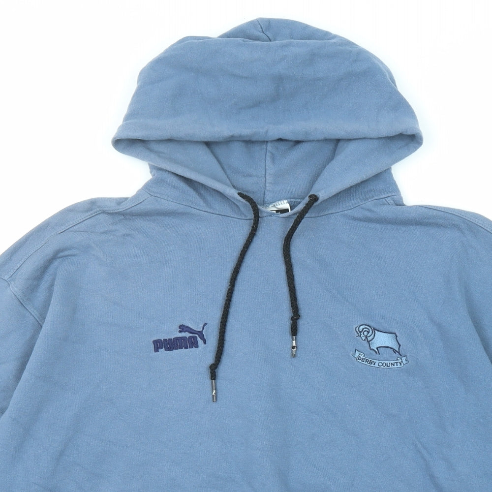 PUMA Mens Blue Cotton Pullover Hoodie Size L - Derby County