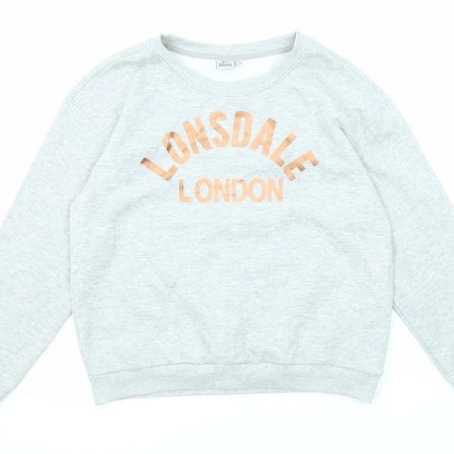Lonsdale Womens Grey Cotton Pullover Sweatshirt Size 12 Pullover - Lonsdale London
