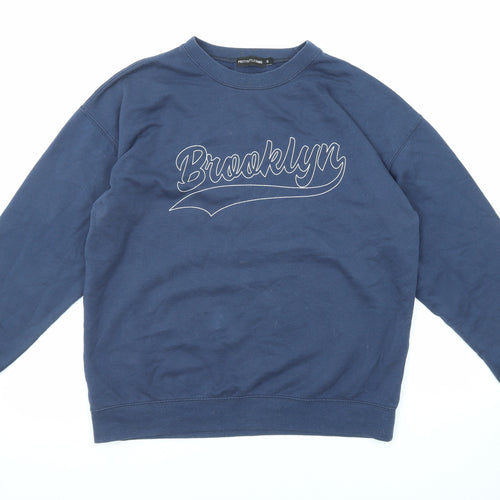 PRETTYLITTLETHING Womens Blue Cotton Pullover Sweatshirt Size S Pullover - Brooklyn