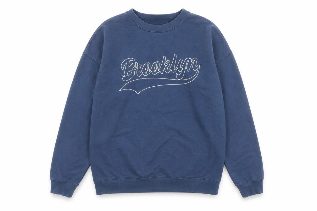 Front view of PRETTYLITTLETHING women’s blue cotton pullover sweatshirt, size S, pullover - brooklyn