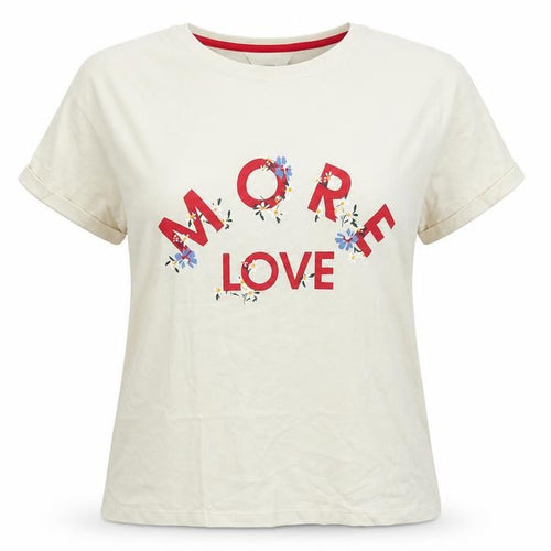 Marks and Spencer Womens Beige Cotton Basic T-Shirt Size M Round Neck - More Love Rolled Sleeve