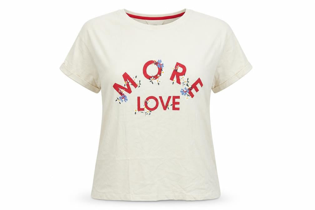 Marks and Spencer Womens Beige Cotton Basic T-Shirt Size M Round Neck - More Love Rolled Sleeve