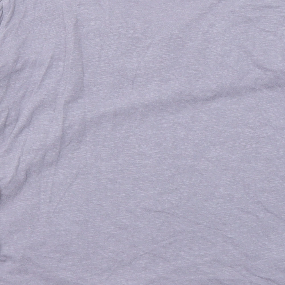 Marks and Spencer Womens Purple Cotton Basic T-Shirt Size 12 Scoop Neck - Swirl Neck Detail