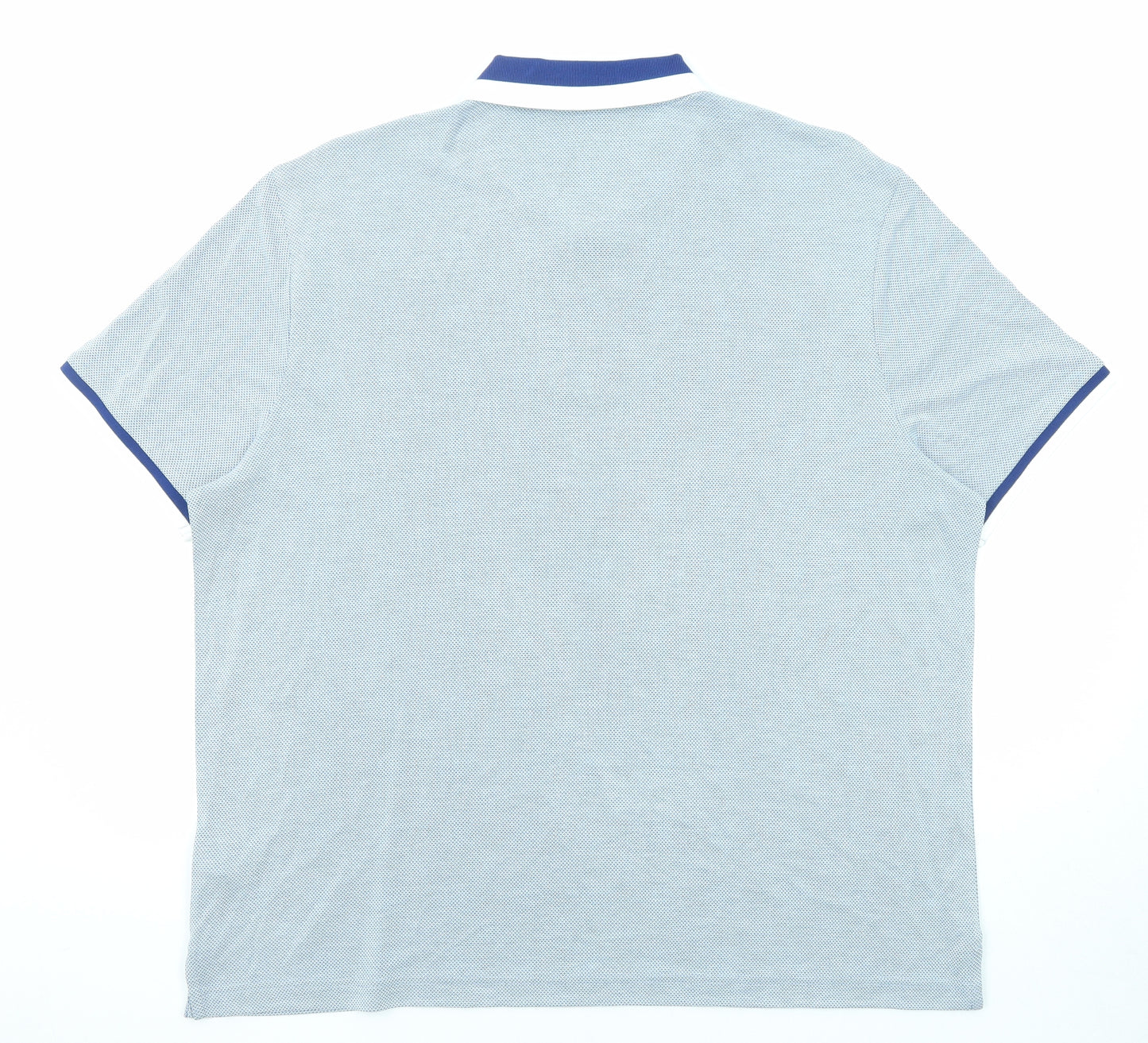 Marks and Spencer Mens Blue Geometric Modal Polo Size 2XL Collared Button