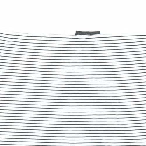 Topshop Womens White Striped Cotton Basic T-Shirt Size 8 Off the Shoulder