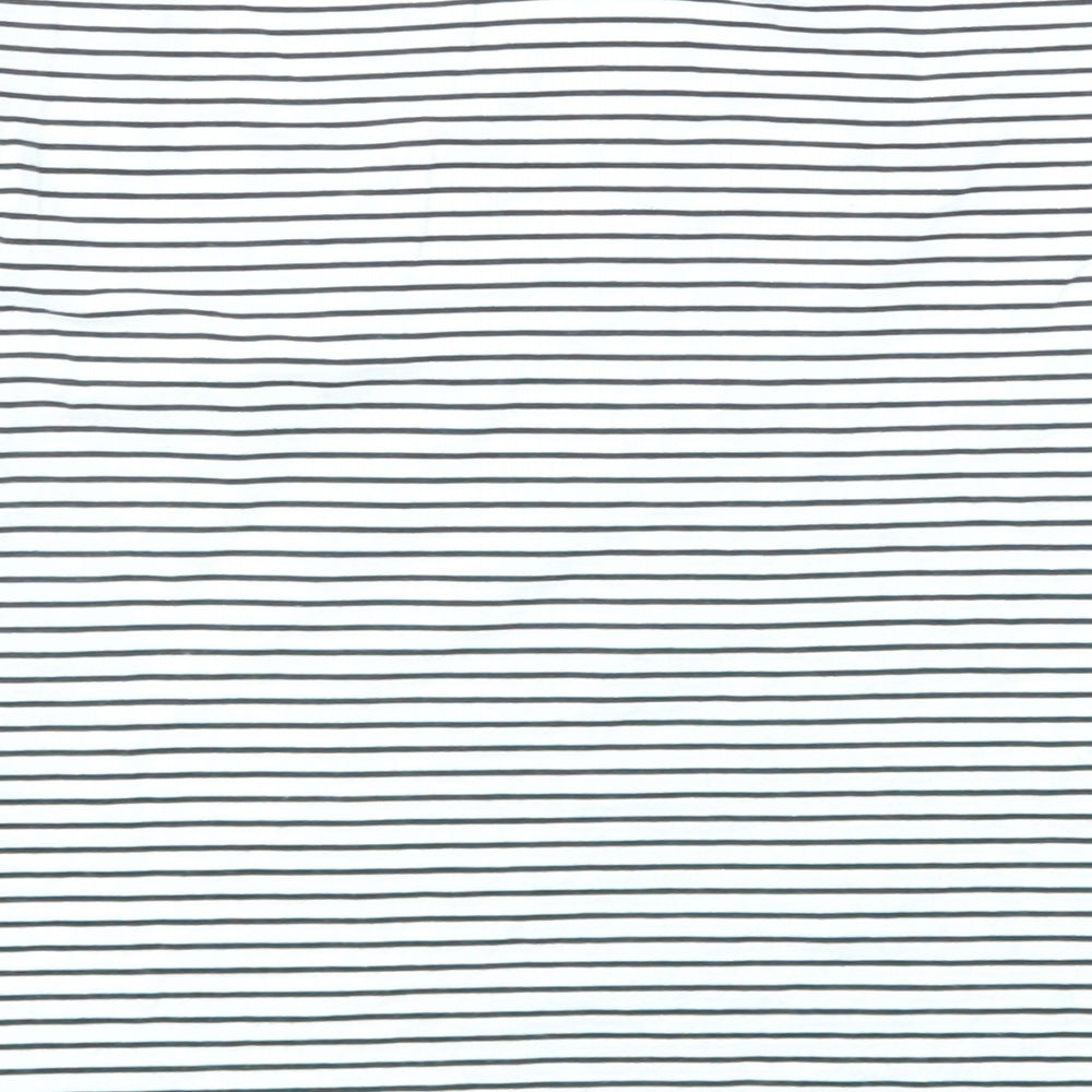 Topshop Womens White Striped Cotton Basic T-Shirt Size 8 Off the Shoulder