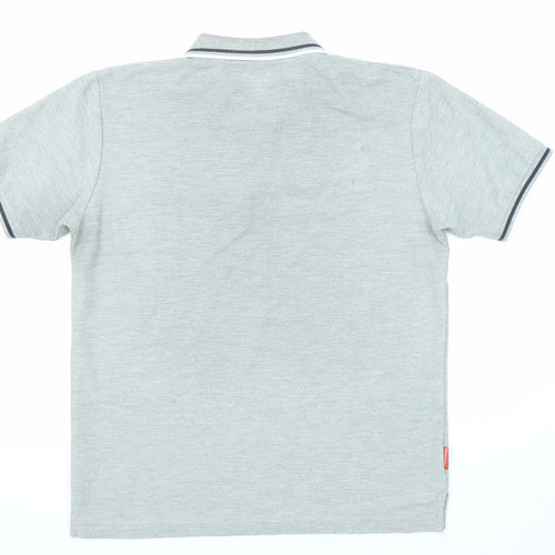 Slazenger Mens Grey Cotton Polo Size M Collared Button