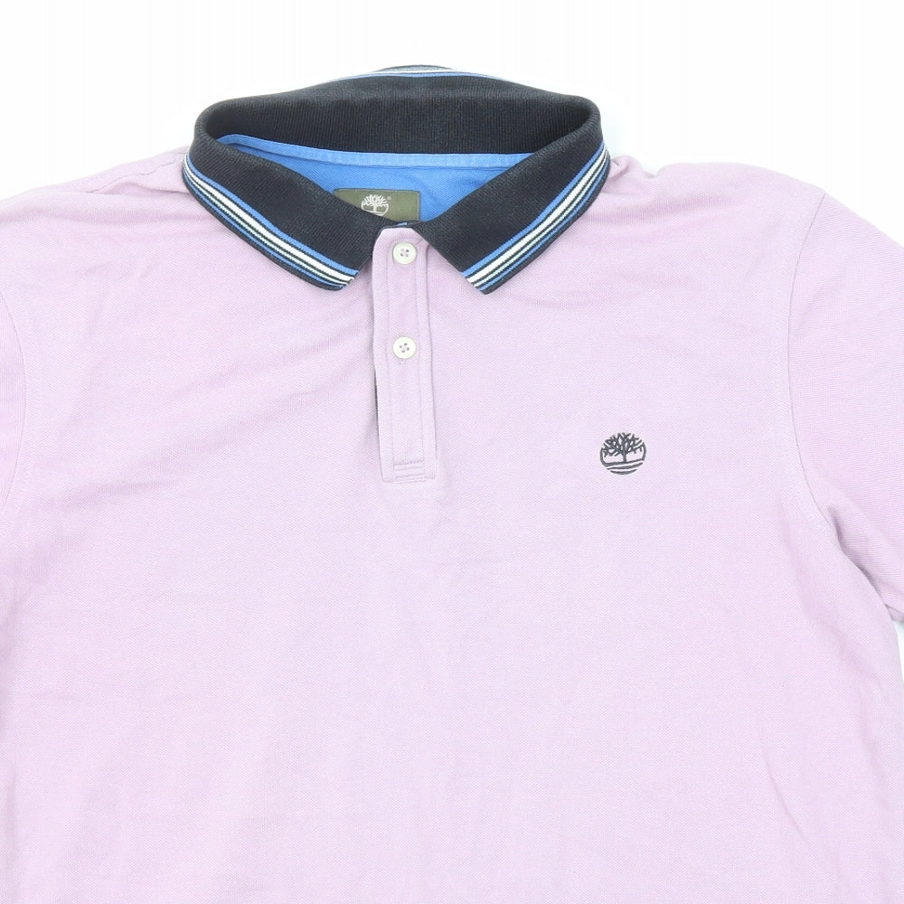 Timberland Mens Purple Cotton Polo Size XL Collared Button