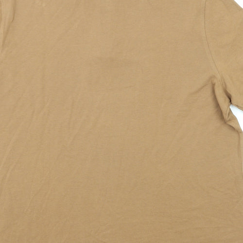 Marks and Spencer Mens Brown Cotton Polo Size 2XL Collared Button