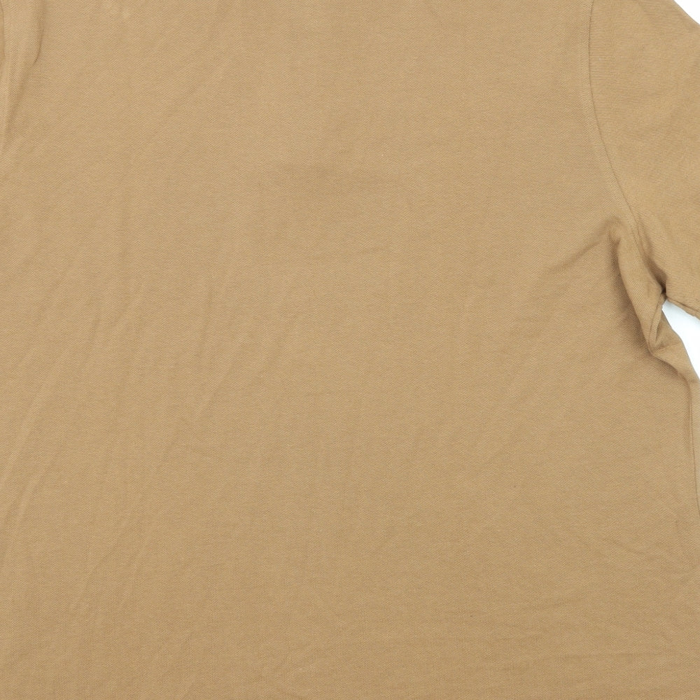 Marks and Spencer Mens Brown Cotton Polo Size 2XL Collared Button