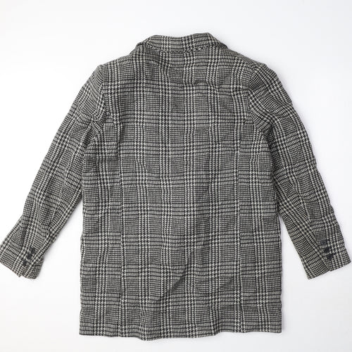 H&M Womens Grey Geometric Pea Coat Coat Size 12 Button