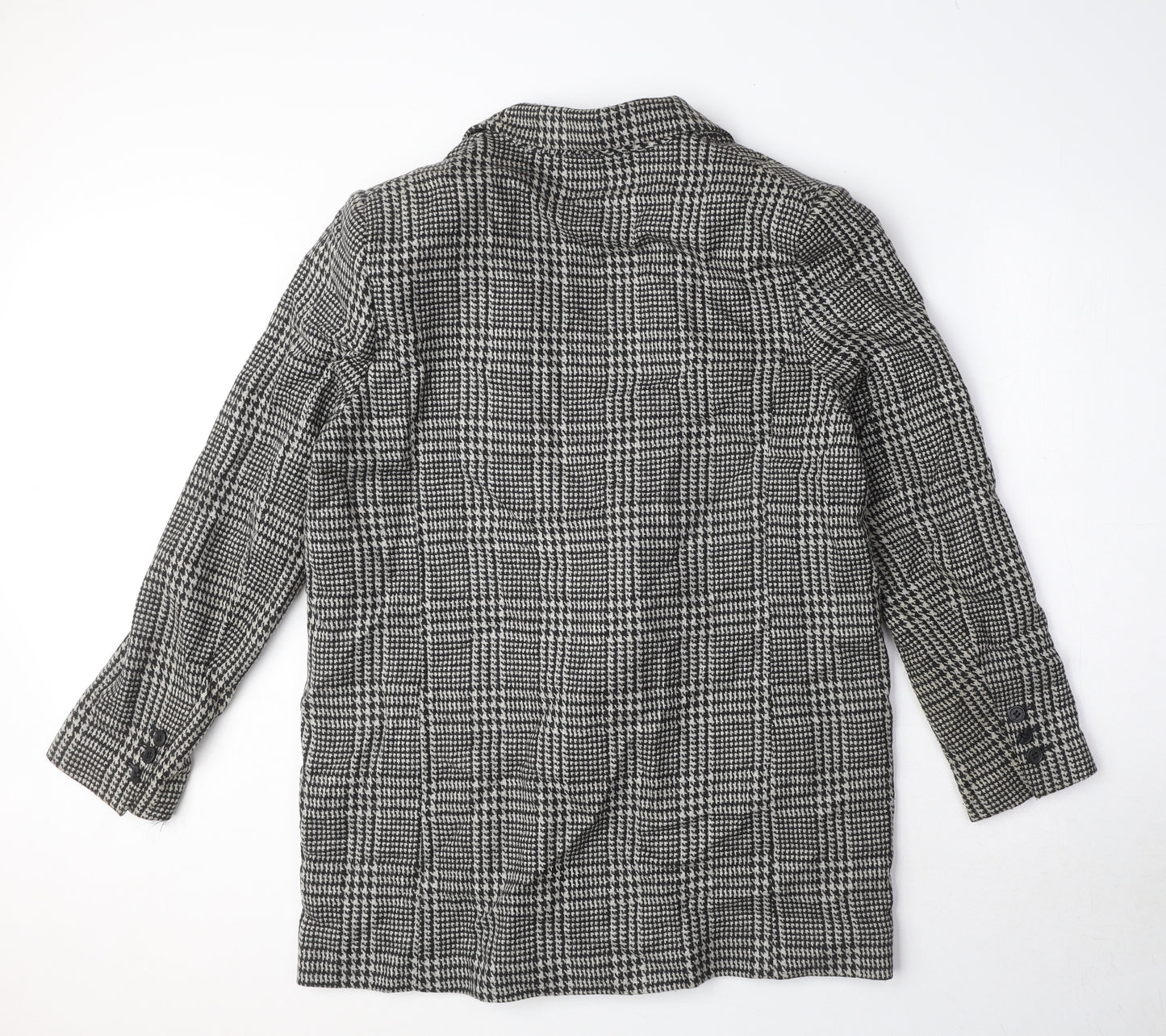 H&M Womens Grey Geometric Pea Coat Coat Size 12 Button