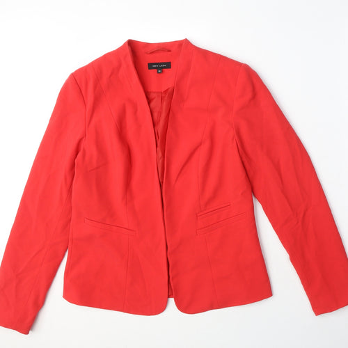 New Look Womens Red Polyester Jacket Blazer Size 12