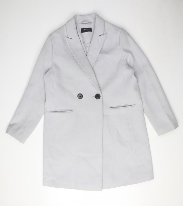 Marks and Spencer Womens Grey Overcoat Blazer Size 14 Button