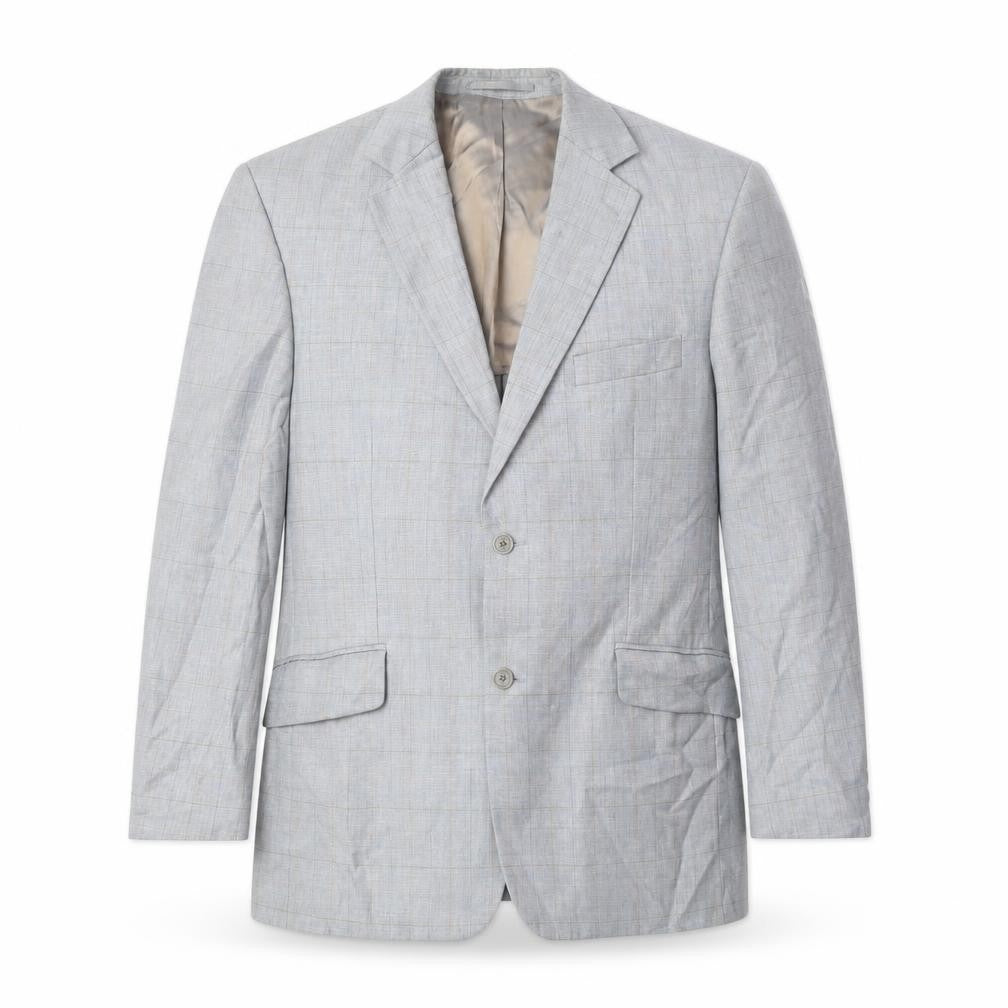 Front view of Di Caprio men’s blue wool jacket suit jacket, size 42, regular