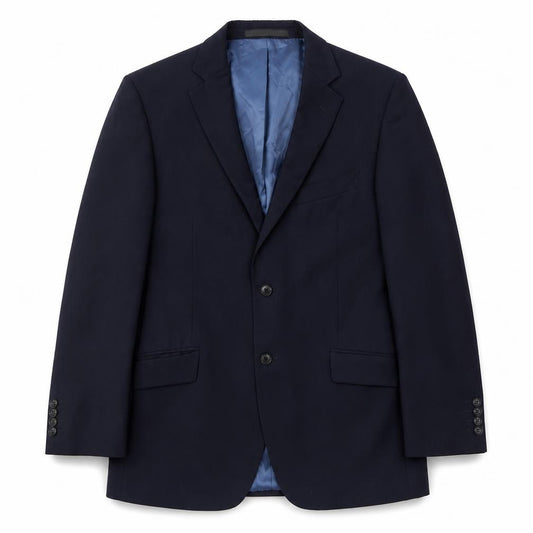Front view of Marks & Spencer men’s blue wool jacket suit jacket, size M, regular