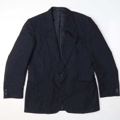 C&A Mens Blue Striped Polyester Jacket Suit Jacket Size 40 Regular